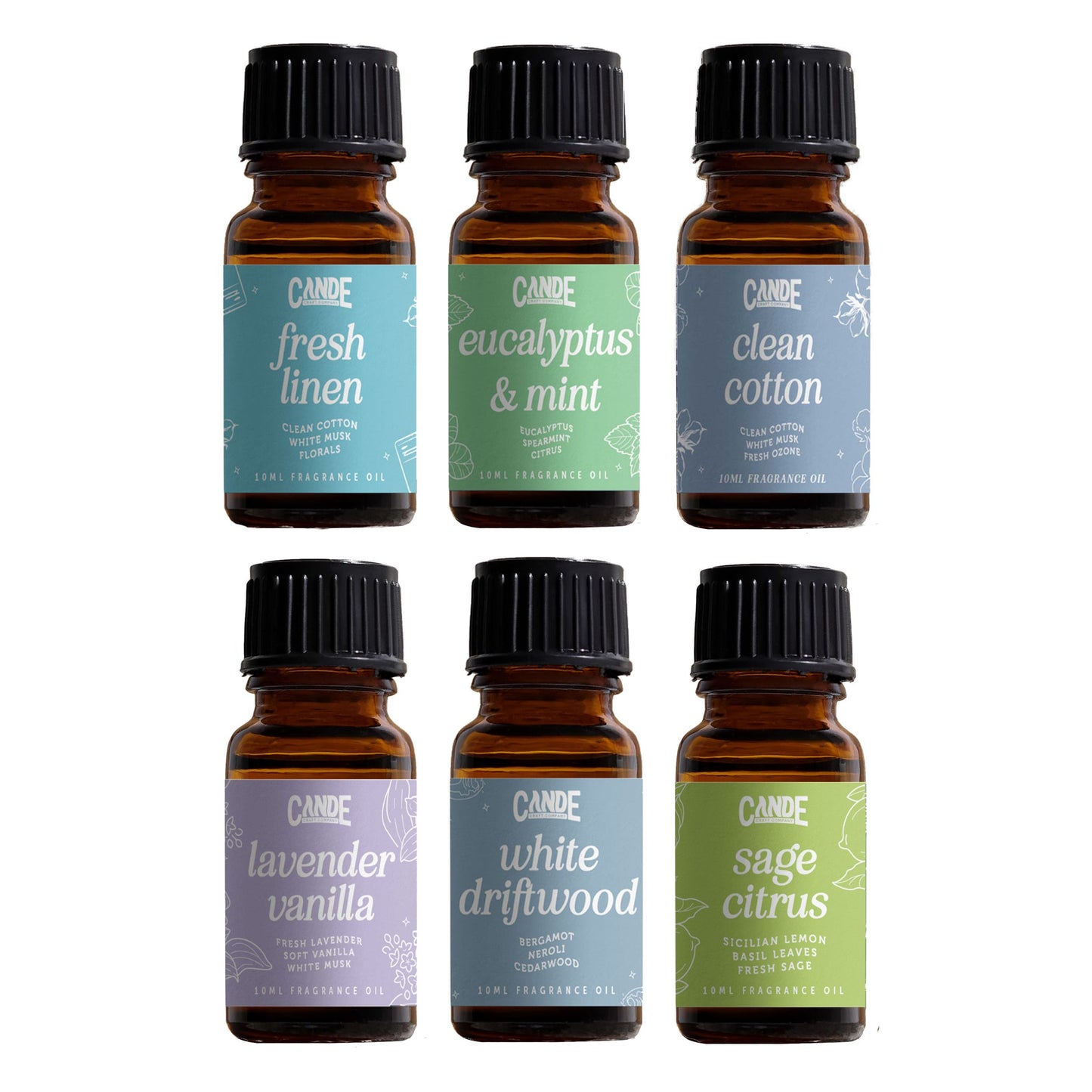 6 Pack Fragrance Oil Set for Home & Car | Long Lasting Scent Oils for Diffusers, Candles, Fresheners