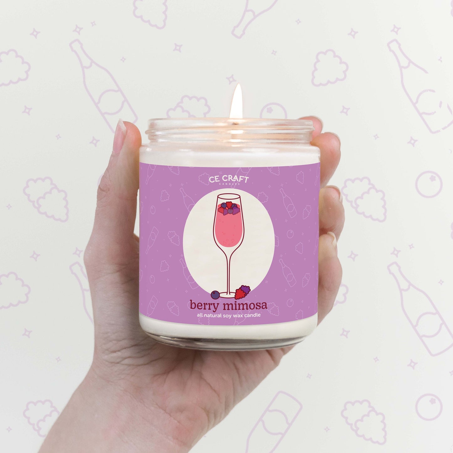Berry Mimosa Cocktail Inspired Scented Candle C & E Craft Co 
