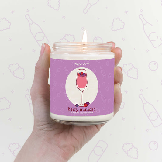 Berry Mimosa Cocktail Inspired Scented Candle C & E Craft Co 