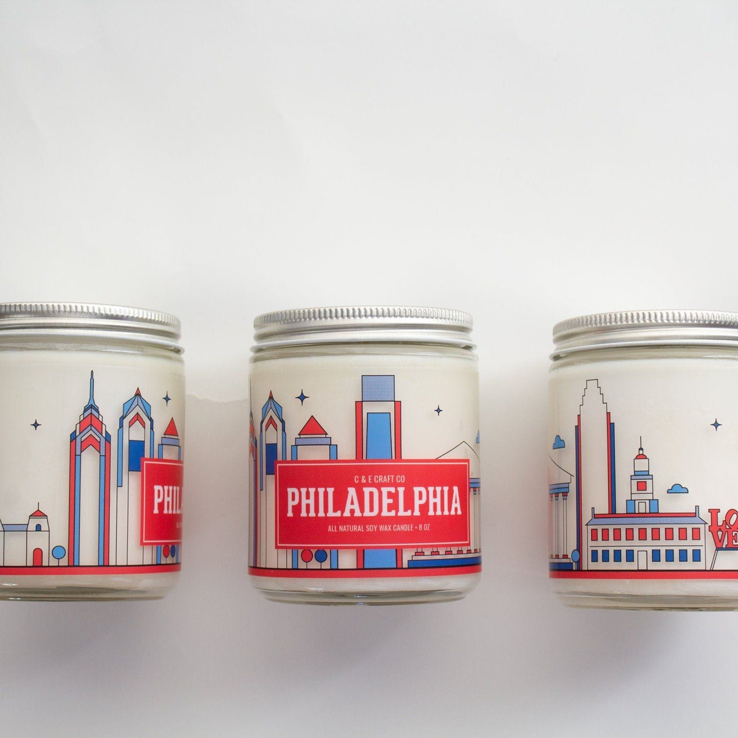 C&E - Philadelphia Skyline - Soy Wax Candle - Philadelphia Gift C & E Craft Co 