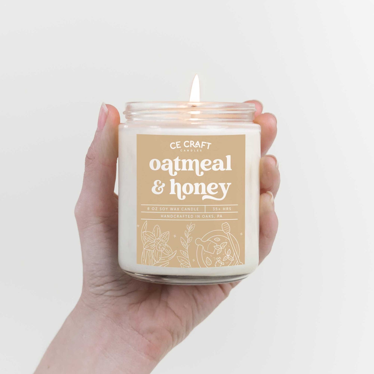 Oatmeal Milk and Honey Scented Candle Candles CE Craft 