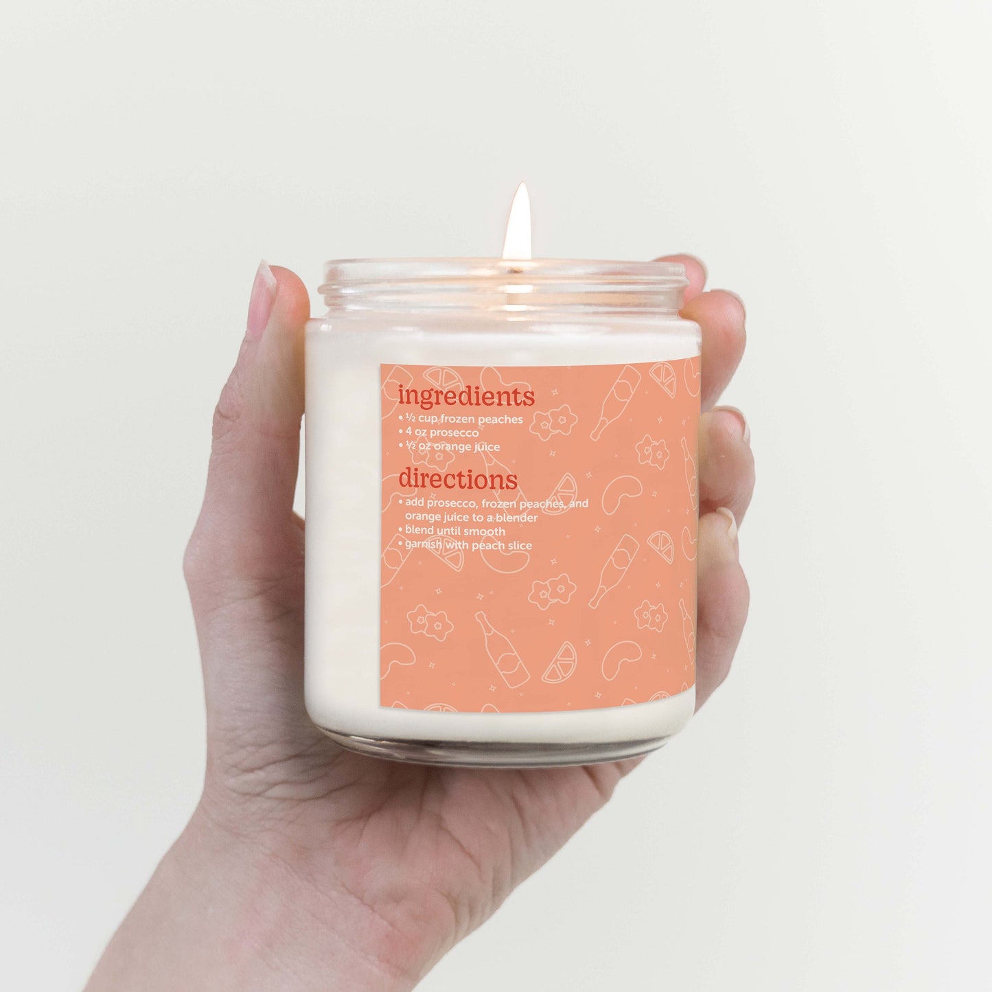 Peach Bellini Cocktail Inspired Scented Candle C & E Craft Co 