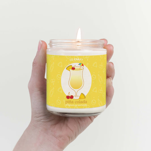 Pina Colada Cocktail Inspired Scented Candle C & E Craft Co 